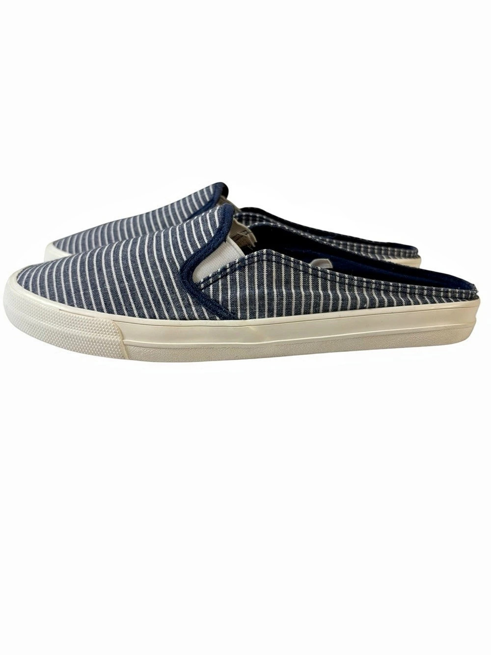 Joe Boxer Navy & White Striped Casual Nautical Slip-On Sneakers Women’s 10